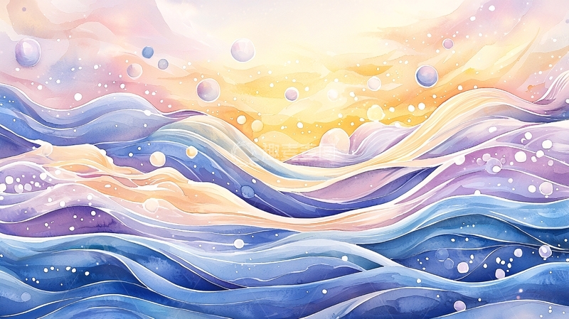 高清大图下载【趣麦麦图】梦幻海洋水彩背景