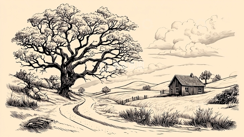 高清大图下载【趣麦麦图】田园风光素描