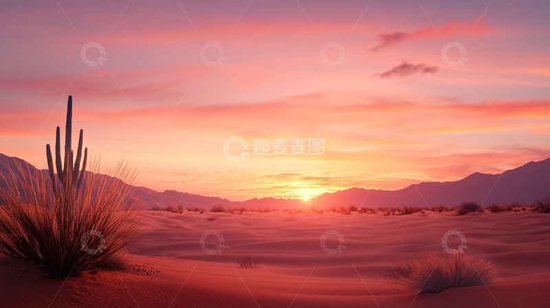 高清大图下载【趣麦麦图】沙漠日落高清图片