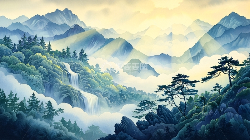 高清大图下载【趣麦麦图】水墨山水画意境深远