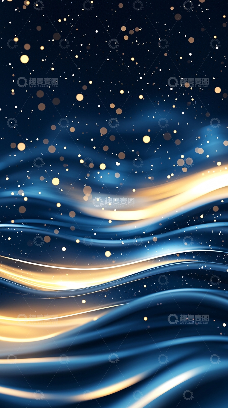 高清大图下载【趣麦麦图】蓝色金色流光星空背景