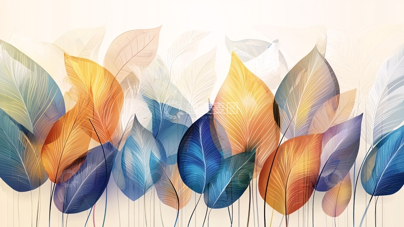 高清大图下载【趣麦麦图】彩色叶片艺术背景