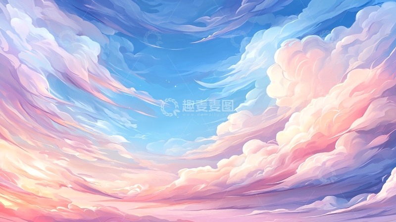 高清大图下载【趣麦麦图】粉色天空云彩背景