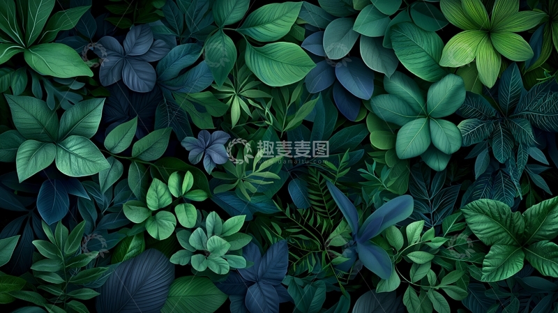 高清大图下载【趣麦麦图】茂密深色叶片覆盖
