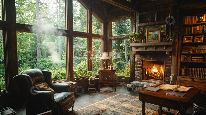 高清大图下载【趣麦麦图】森林小屋客厅