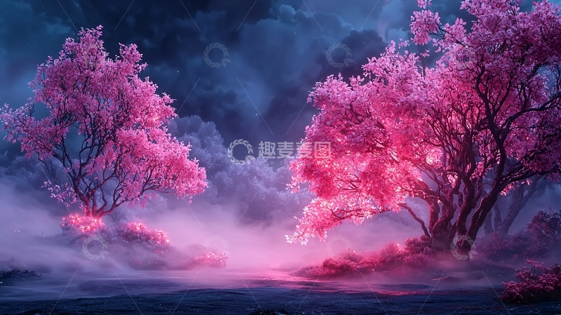 高清大图下载【趣麦麦图】梦幻粉色树高清图片