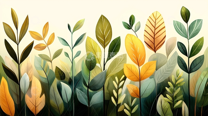 高清大图下载【趣麦麦图】抽象植物叶子艺术背景
