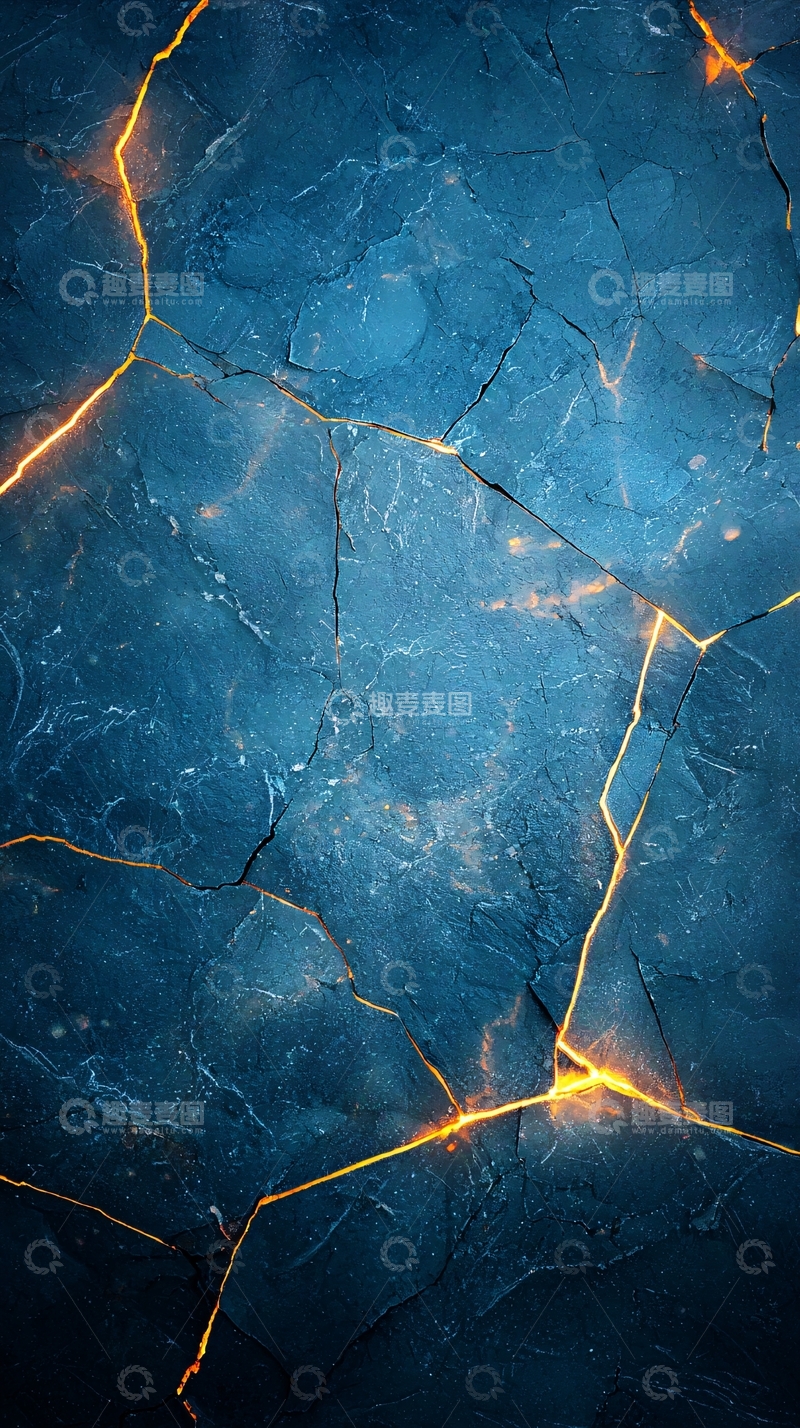 高清大图下载【趣麦麦图】深蓝色裂纹金色线条
