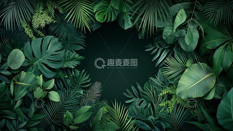 高清大图下载【趣麦麦图】绿色植物环绕的背景