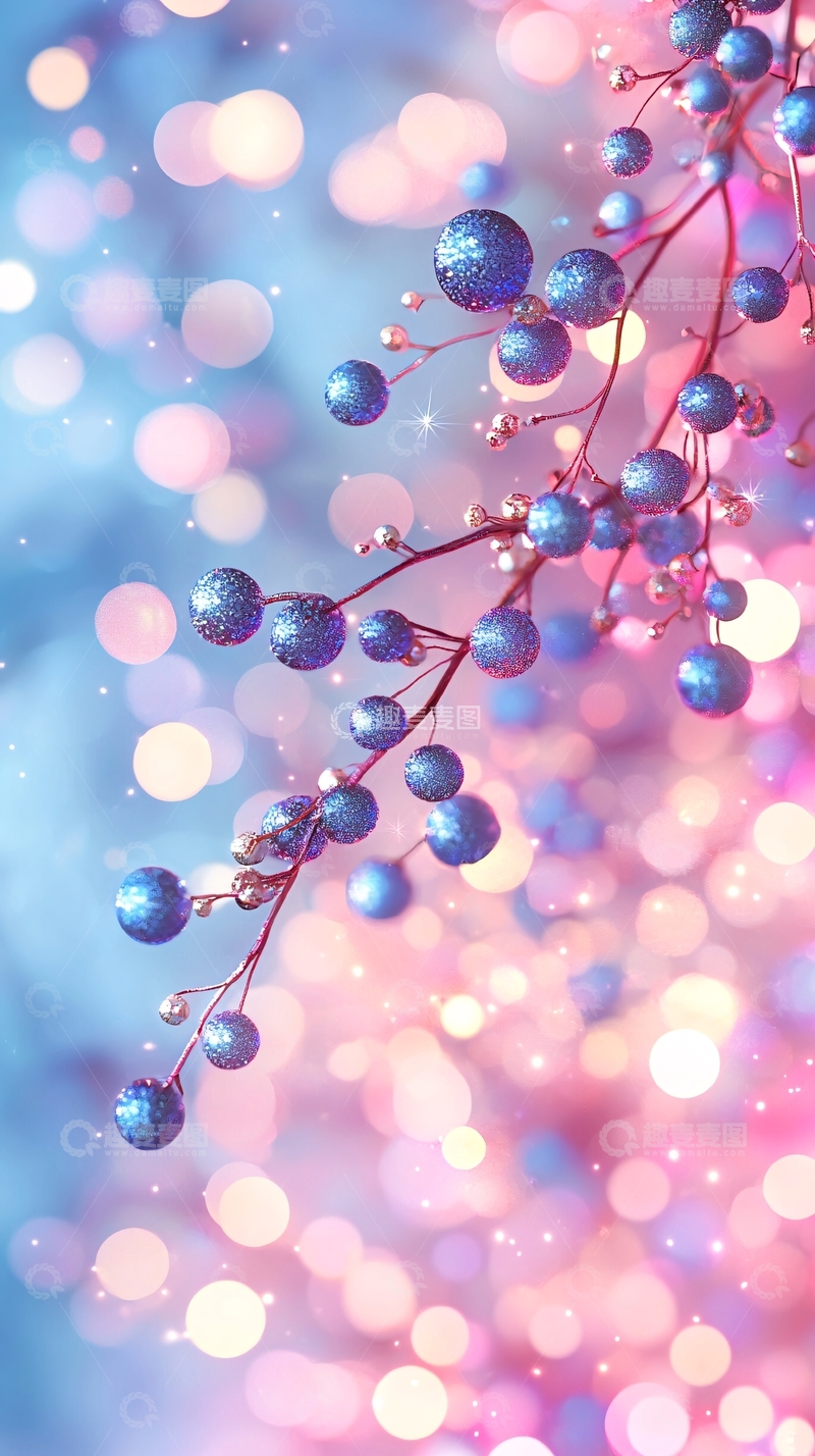 高清大图下载【趣麦麦图】蓝色浆果梦幻背景