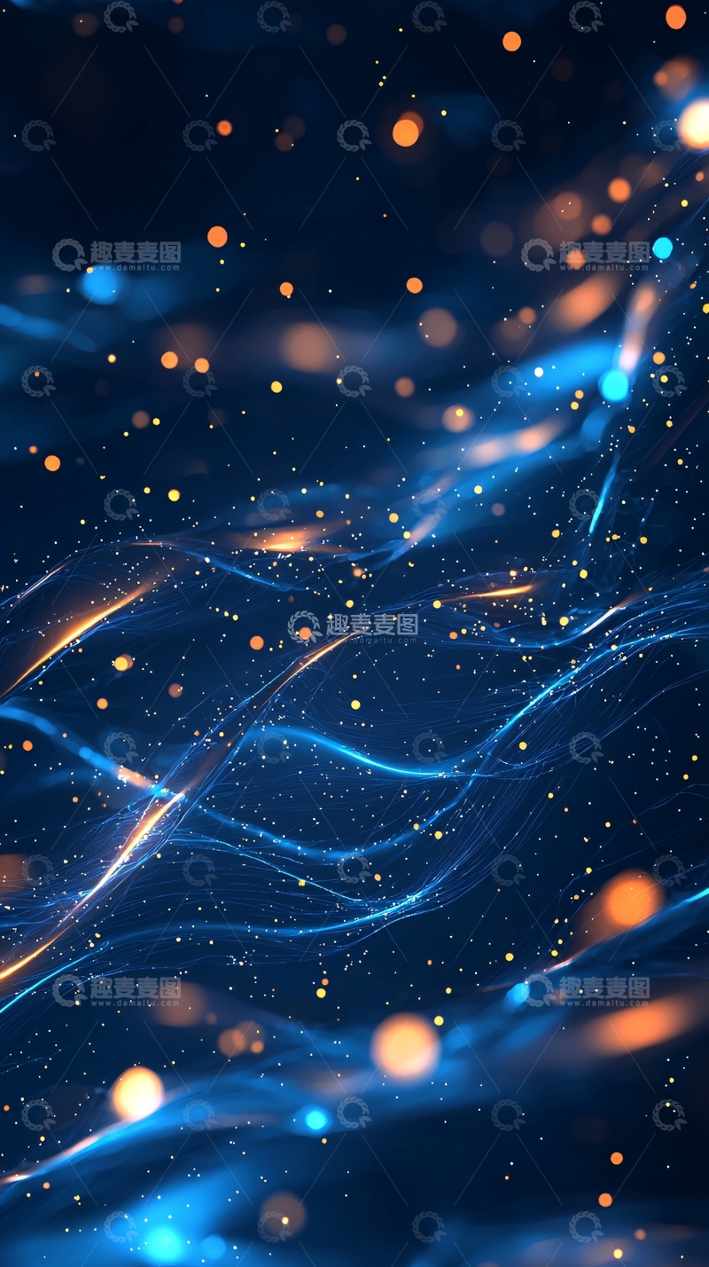 高清大图下载【趣麦麦图】蓝色星空流动光线背景