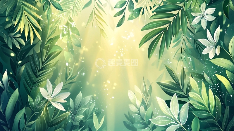 高清大图下载【趣麦麦图】绿色丛林光线穿透