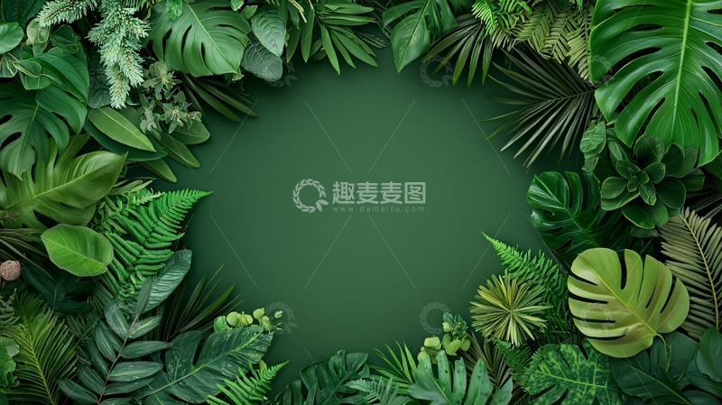 高清大图下载【趣麦麦图】绿色植物环绕的圆形