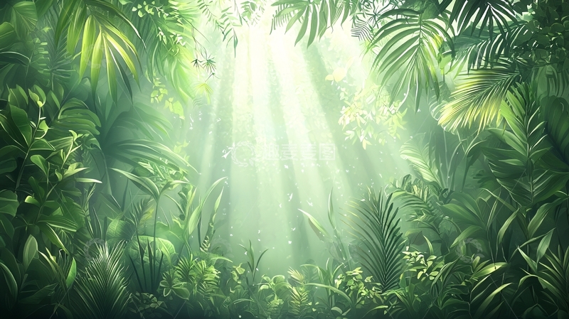 高清大图下载【趣麦麦图】茂密的热带雨林阳光
