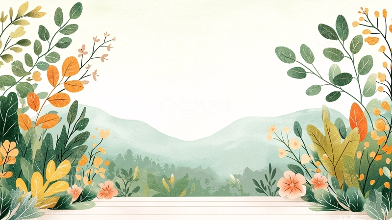 高清大图下载【趣麦麦图】清新植物山脉背景