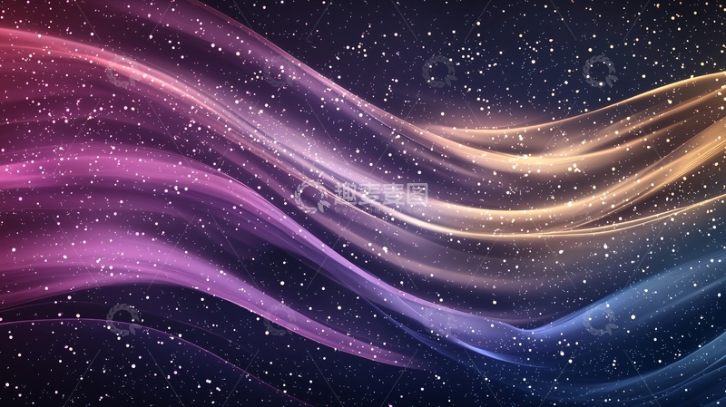 高清大图下载【趣麦麦图】彩色星空流动线条背景