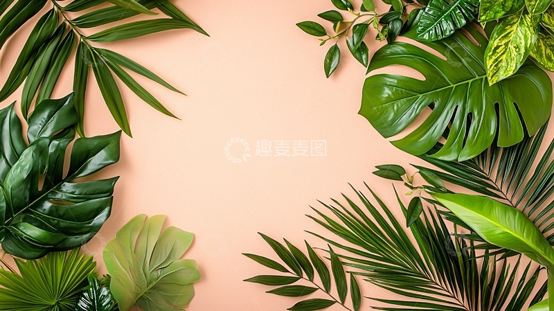 高清大图下载【趣麦麦图】热带植物叶子框架