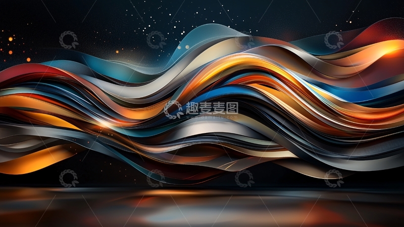 高清大图下载【趣麦麦图】抽象彩色流动曲线