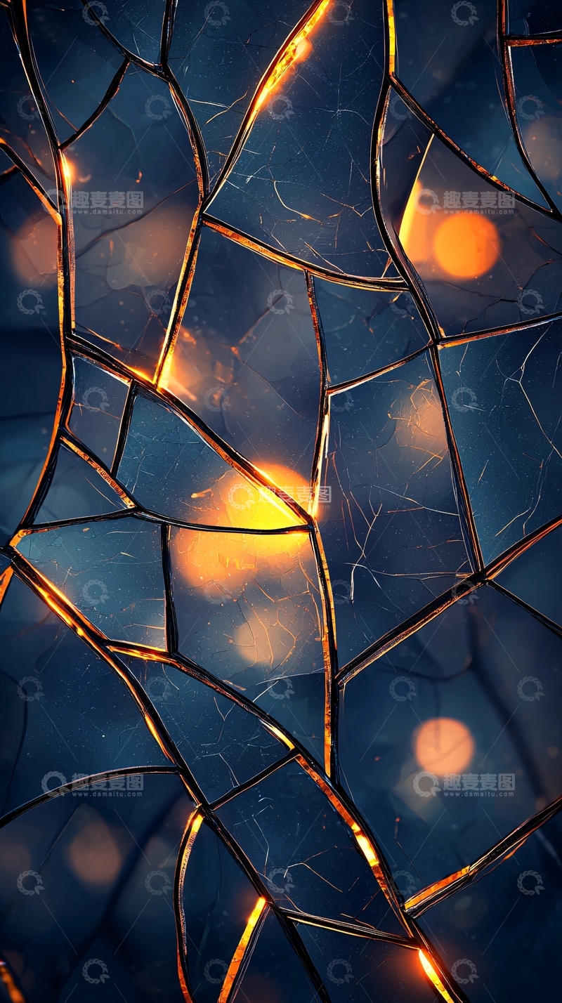 高清大图下载【趣麦麦图】破碎玻璃金线纹理