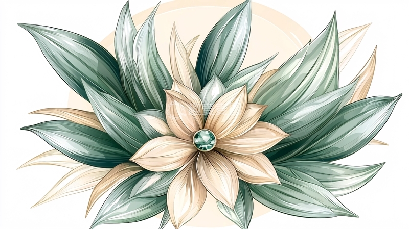 高清大图下载【趣麦麦图】淡雅花朵绿叶组合