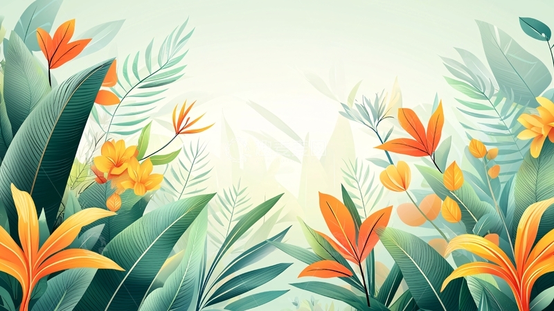 高清大图下载【趣麦麦图】热带花卉绿植背景