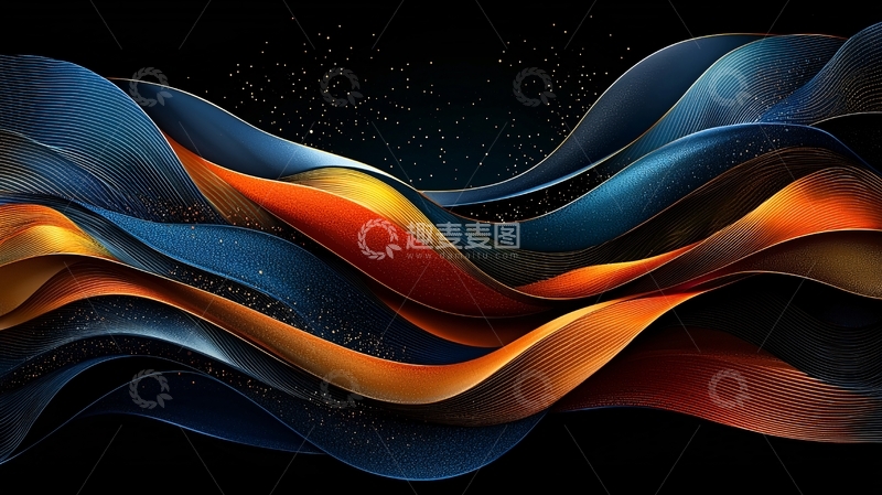 高清大图下载【趣麦麦图】抽象波浪曲线背景