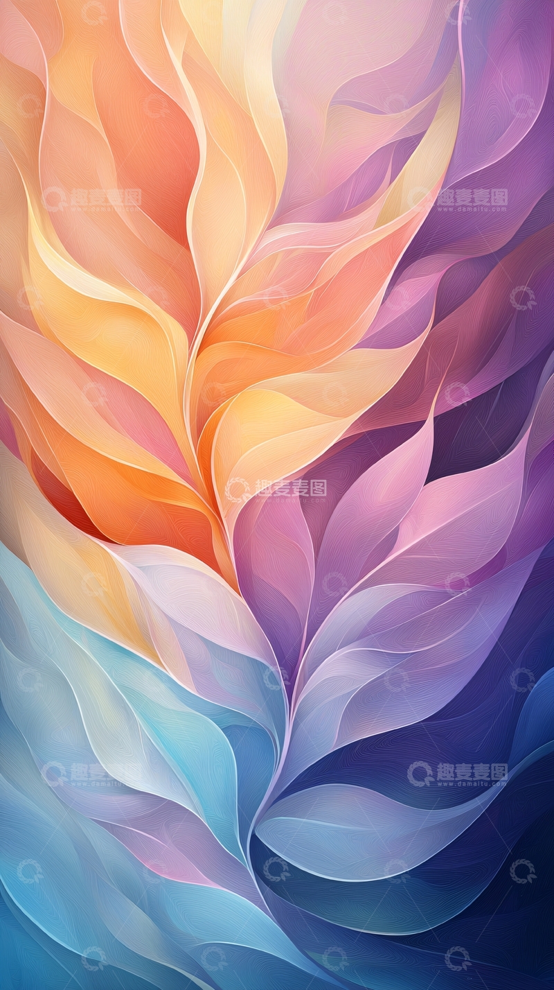 高清大图下载【趣麦麦图】抽象彩色花瓣流动图案