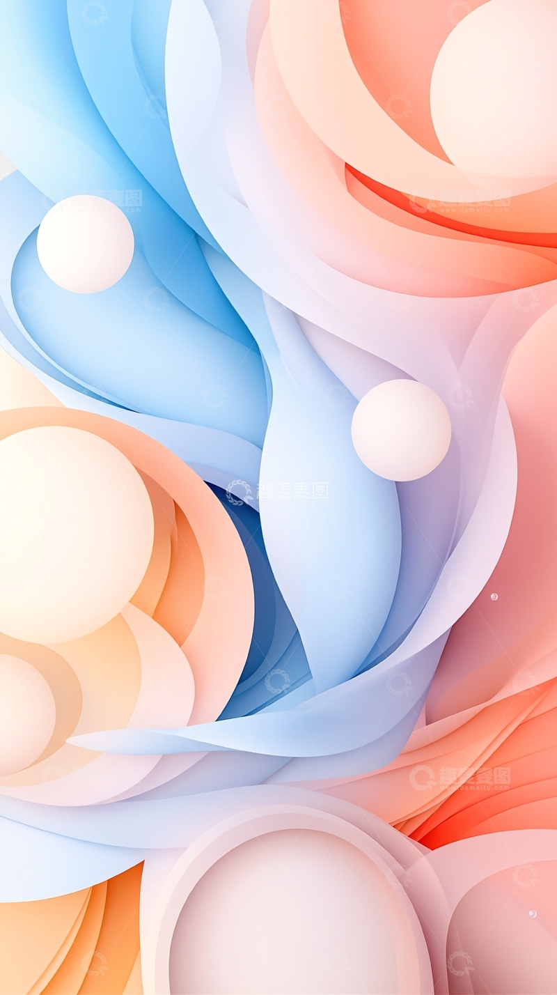 高清大图下载【趣麦麦图】抽象柔和的曲线和球体