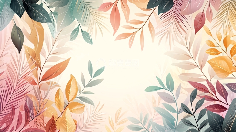 高清大图下载【趣麦麦图】多彩叶子环绕的光