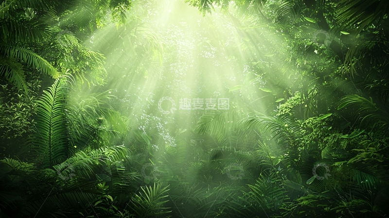 高清大图下载【趣麦麦图】阳光穿透绿色丛林