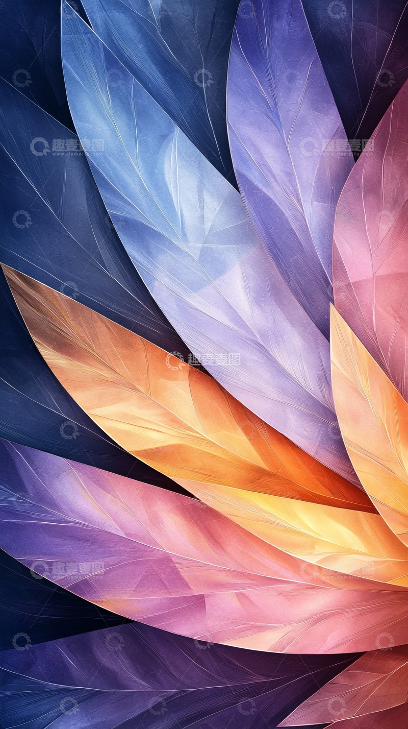 高清大图下载【趣麦麦图】抽象彩色羽毛图案