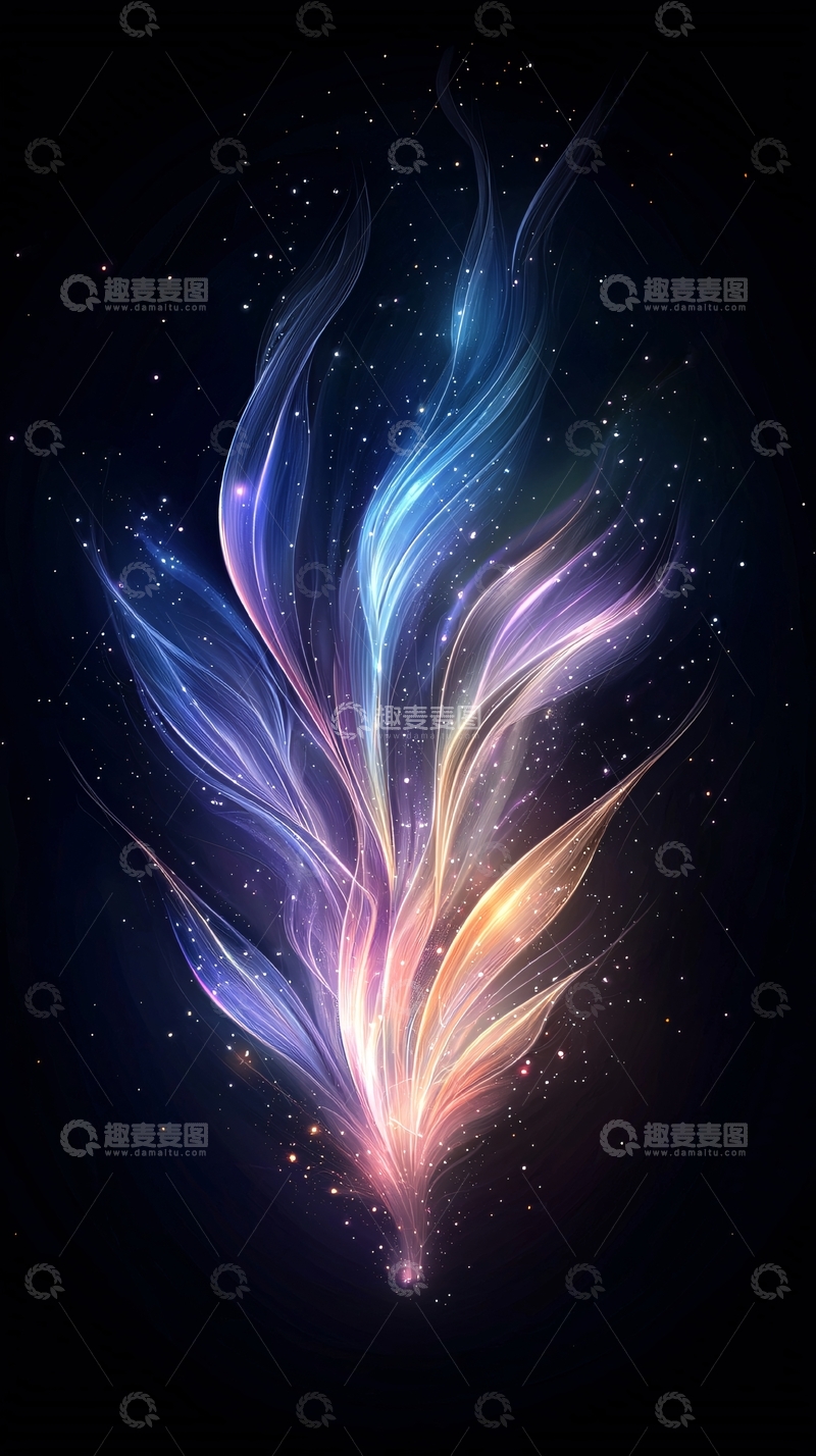 高清大图下载【趣麦麦图】炫彩光芒绽放的抽象花朵