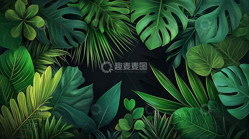 高清大图下载【趣麦麦图】热带绿叶植物