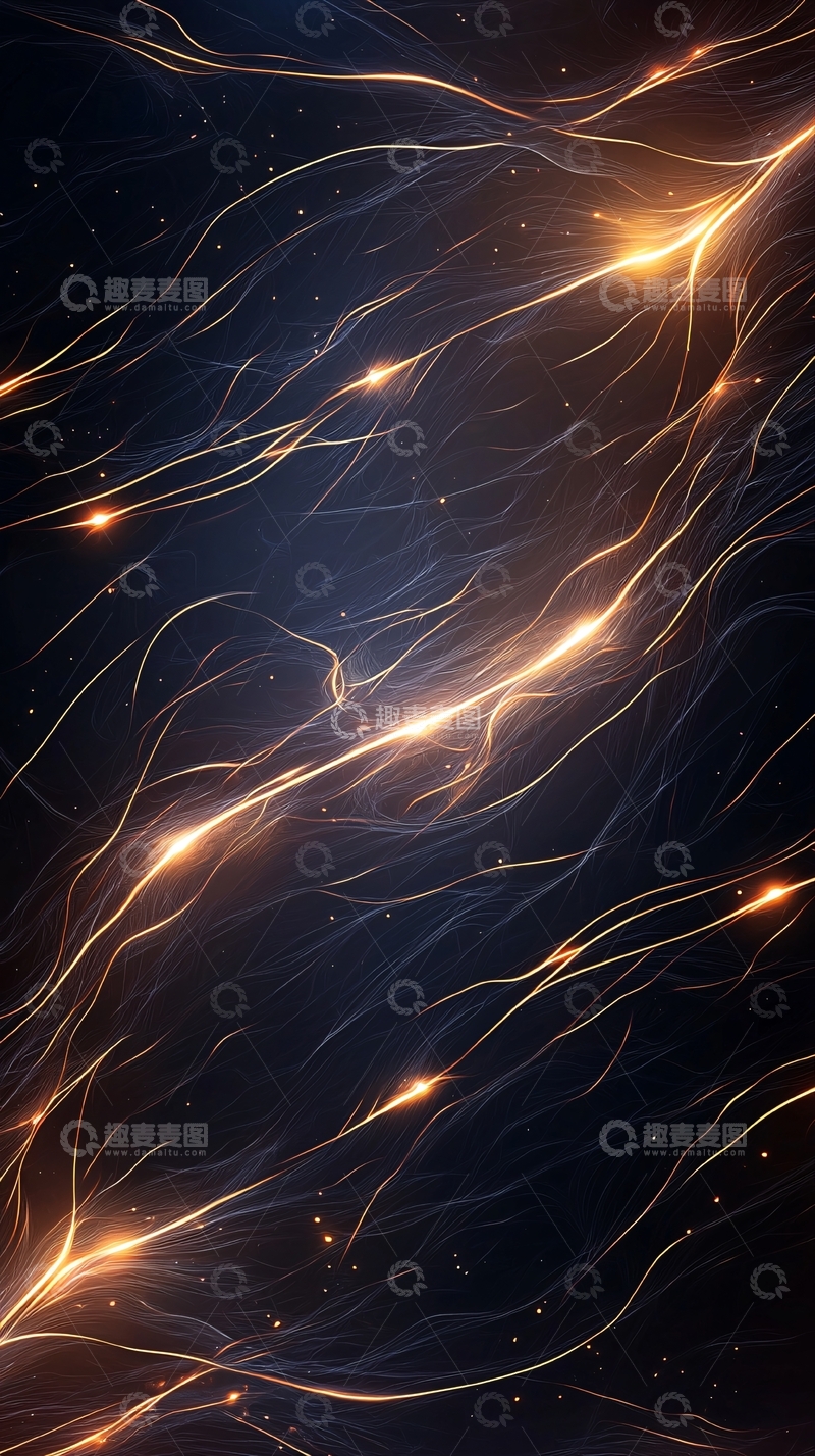 高清大图下载【趣麦麦图】金色闪电般的流动光线