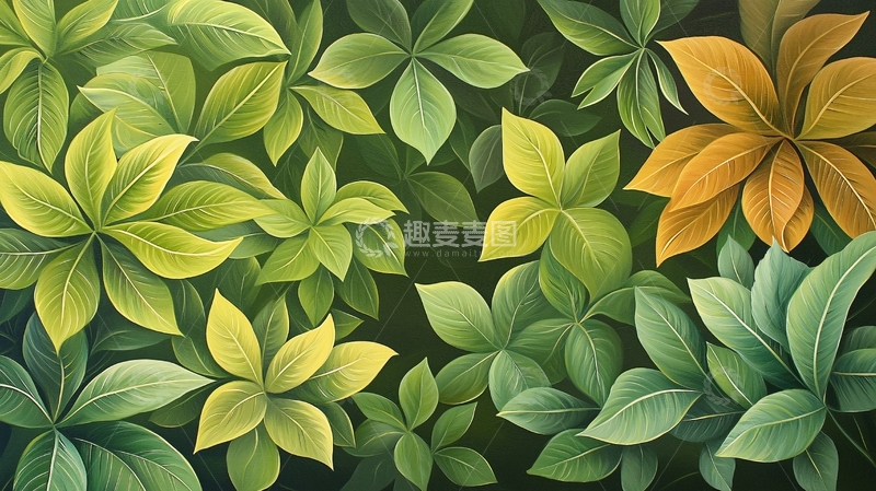 高清大图下载【趣麦麦图】叶子图案背景图