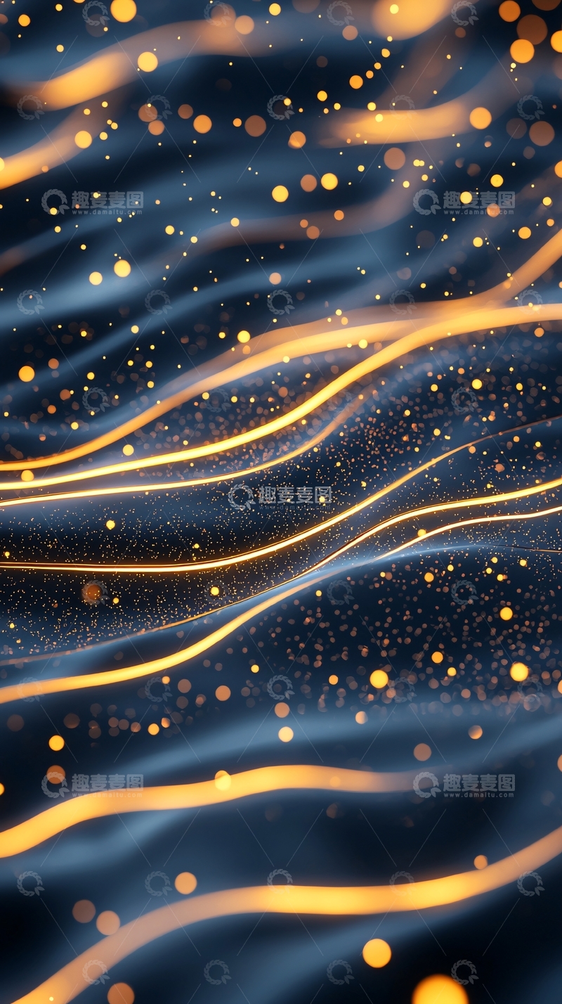 高清大图下载【趣麦麦图】金色线条在深色背景上流动