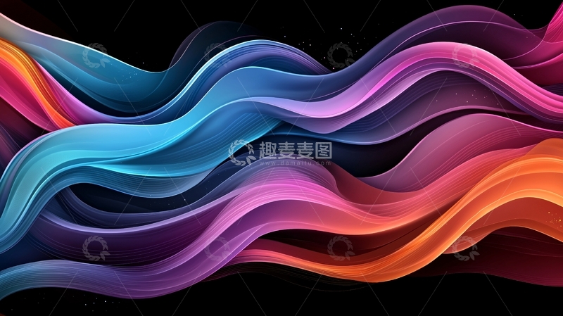 高清大图下载【趣麦麦图】彩色流动曲线背景