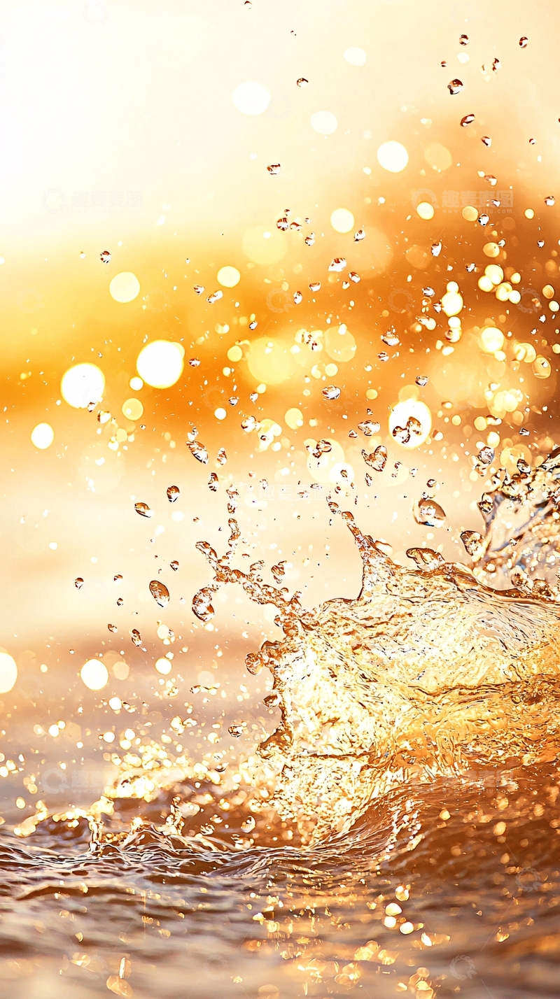 高清大图下载【趣麦麦图】金色阳光下的水花