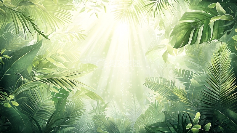 高清大图下载【趣麦麦图】热带雨林阳光穿透