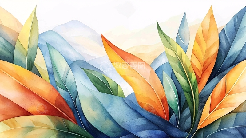 水彩风叶子图案