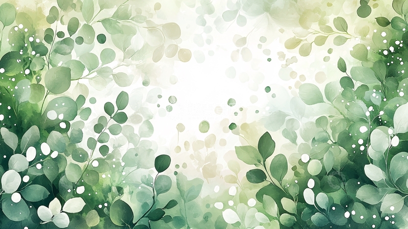 高清大图下载【趣麦麦图】绿叶水彩背景