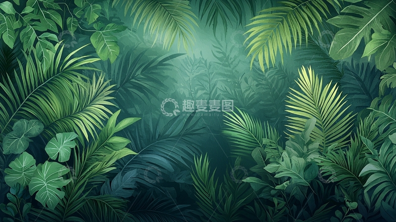 高清大图下载【趣麦麦图】茂密的热带雨林植物