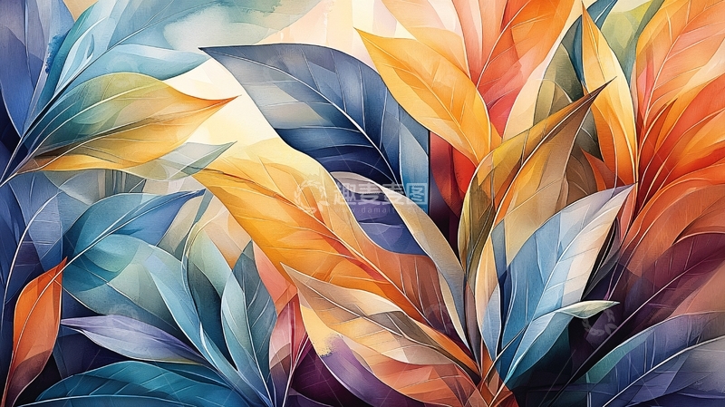 高清大图下载【趣麦麦图】色彩斑斓的羽毛状图案