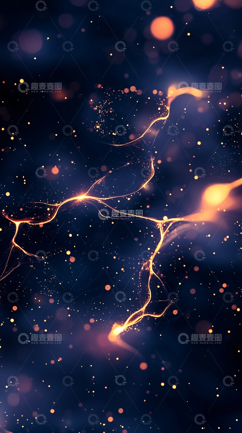 高清大图下载【趣麦麦图】金色闪电星空背景