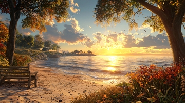 海边日落的宁静时刻