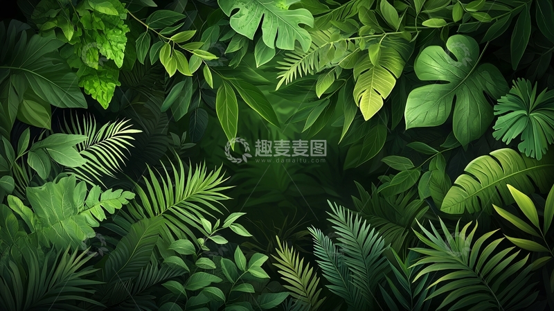 高清大图下载【趣麦麦图】茂密的热带雨林背景