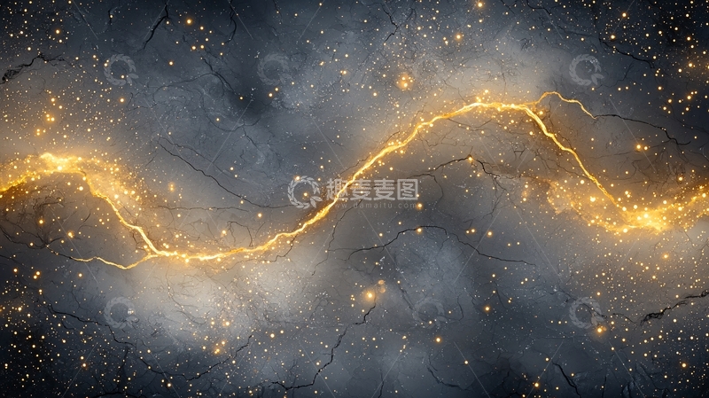 高清大图下载【趣麦麦图】金色闪电穿梭星空