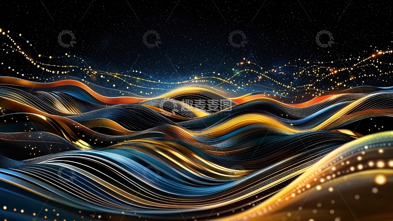 高清大图下载【趣麦麦图】流动光线组成的抽象波浪
