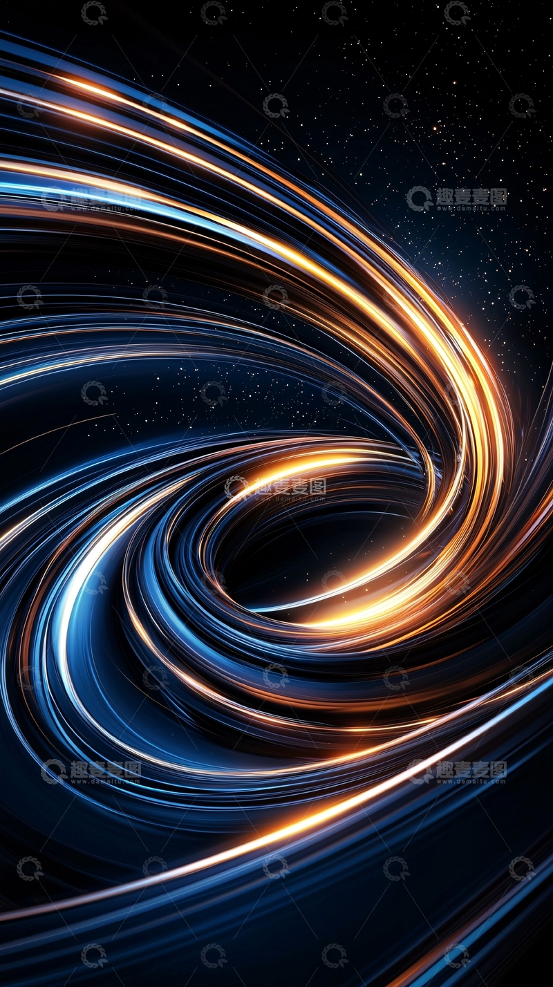 高清大图下载【趣麦麦图】金色蓝色光线缠绕旋转