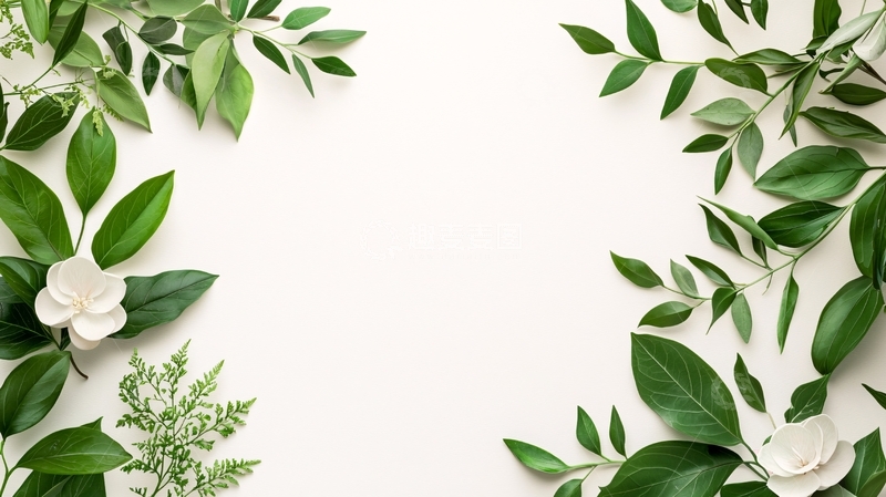 高清大图下载【趣麦麦图】绿色植物花卉边框背景